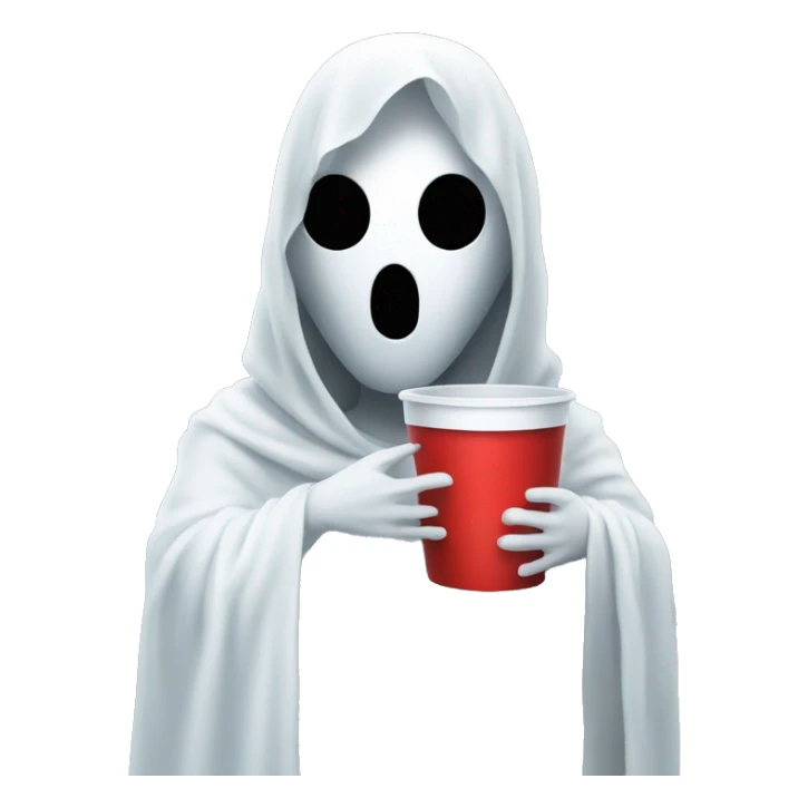 ghost wearing a crop top and holding a red cup sticker