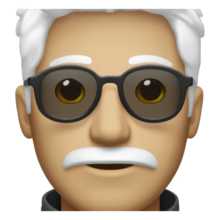 20 year old looking guy with white hair and round sunglasses, white beard, white skin, portrait sticker