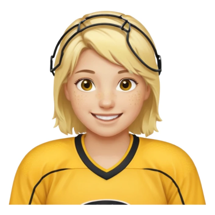 Girl hockey player with yellow jersey sticker
