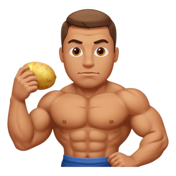 crea un señor fuerte con cara de papa sticker