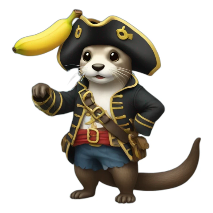 pirate otter with a banana sticker