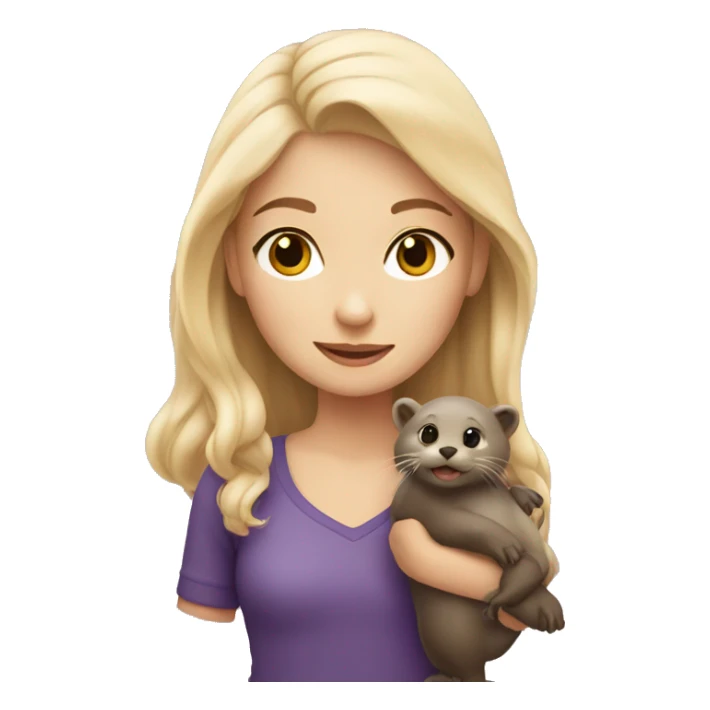 Blonde girl with otter sticker