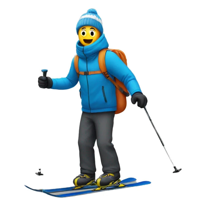 scared man with his ski made out of falmes sticker