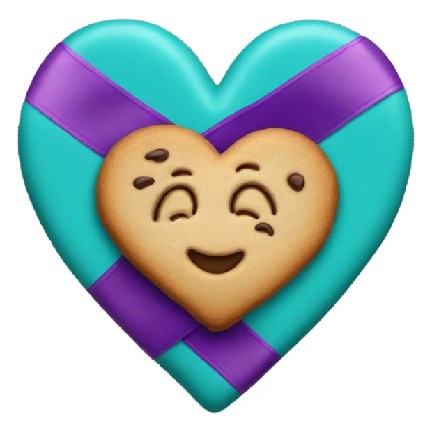 Cookie heart with teal purple awareness ribbon sticker
