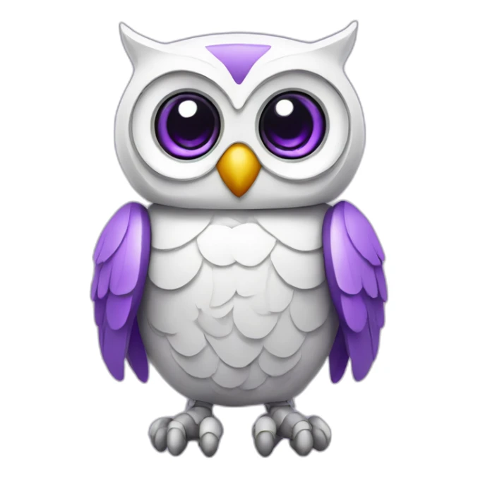 happy baby robot owl white purple sticker