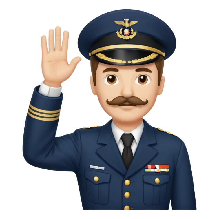 man with mustache with raised hand wearing German navy clothes  sticker
