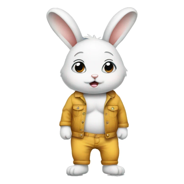 an anxious baby rabbit in pants half body  sticker