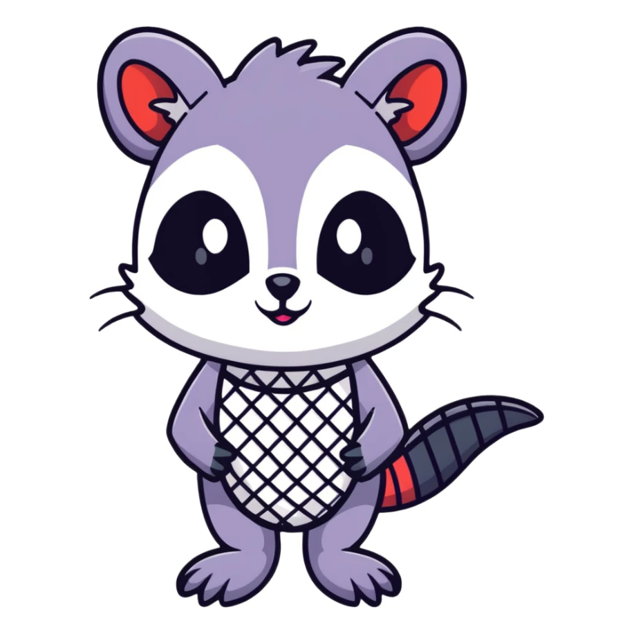 goth possum with fishnet gloves and black eyeliner sticker