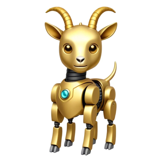 A robot goat made out of gold sticker