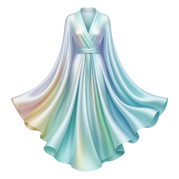Elegant ethereal fabric-like flowing forms creating abstract clothing shape, personal style definition symbol, soft glowing essence sticker