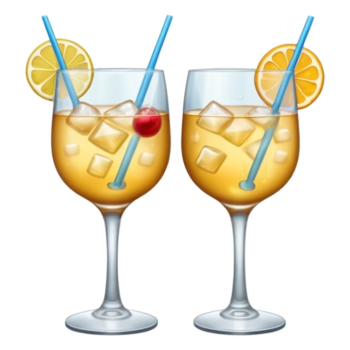 two cocktail cheers each other, without fruit, without tube sticker