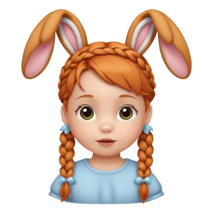 bunny ear accessory wearing baby ginger braided hair sticker