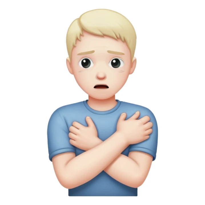 Person choking themselves crossed arms sticker