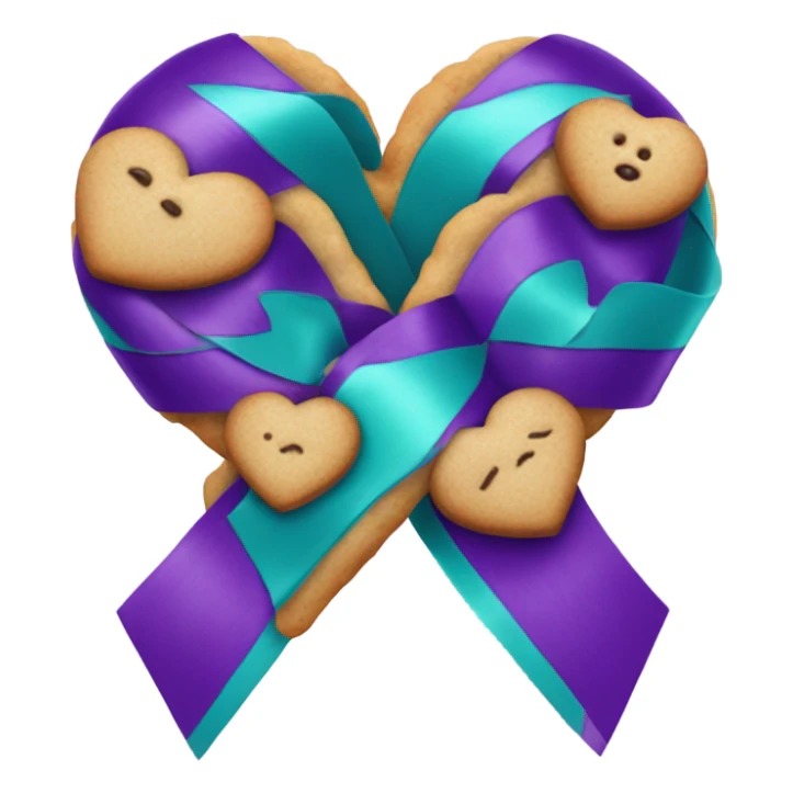 Purple teal Suicide awareness ribbon, cookie heart sticker