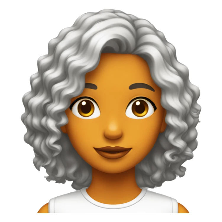 chica con cabello color naranja, cabello rizado, y blanca sticker