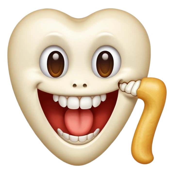 Emoji with half a bone in mouth drooling sticker