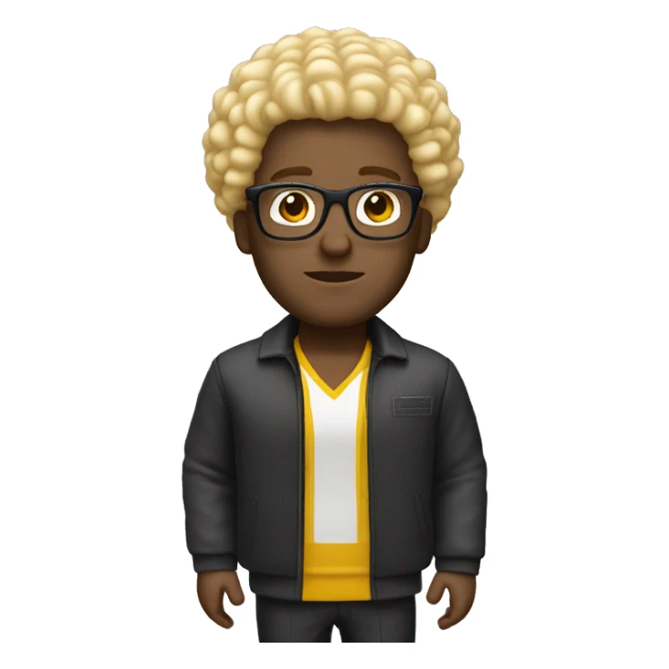 man. blonde small afro and glasses in mcdonald’s outfit sticker