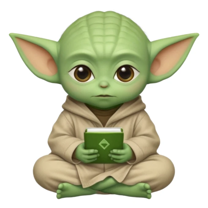 Baby Yoda sitting cross-legged thinking about numbers and mathematical formulas sticker