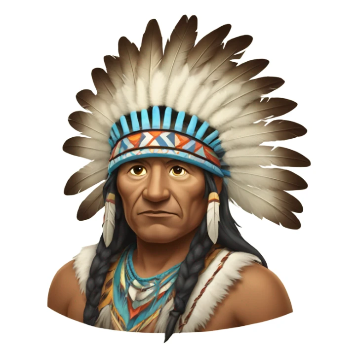 Native American chief with head dress and hatchet  sticker