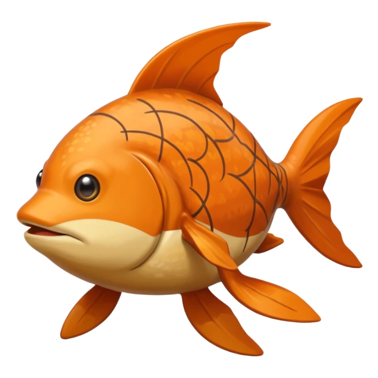 Solaran Magikarp - Ground type Hardier than regular Magikarp, longer and thinner, adapted to survive in shallow desert pools and temporary rain puddles of the badlands. muddy brown-orange fish. long whiskers. pokemon art style. sticker