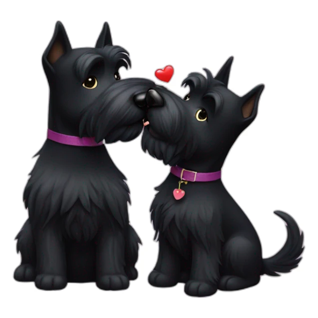 Two black Scottish terrier kissing sticker