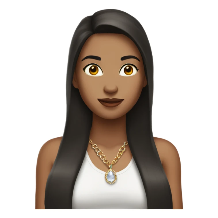 a brunette girl with necklace on wearing halter top  sticker