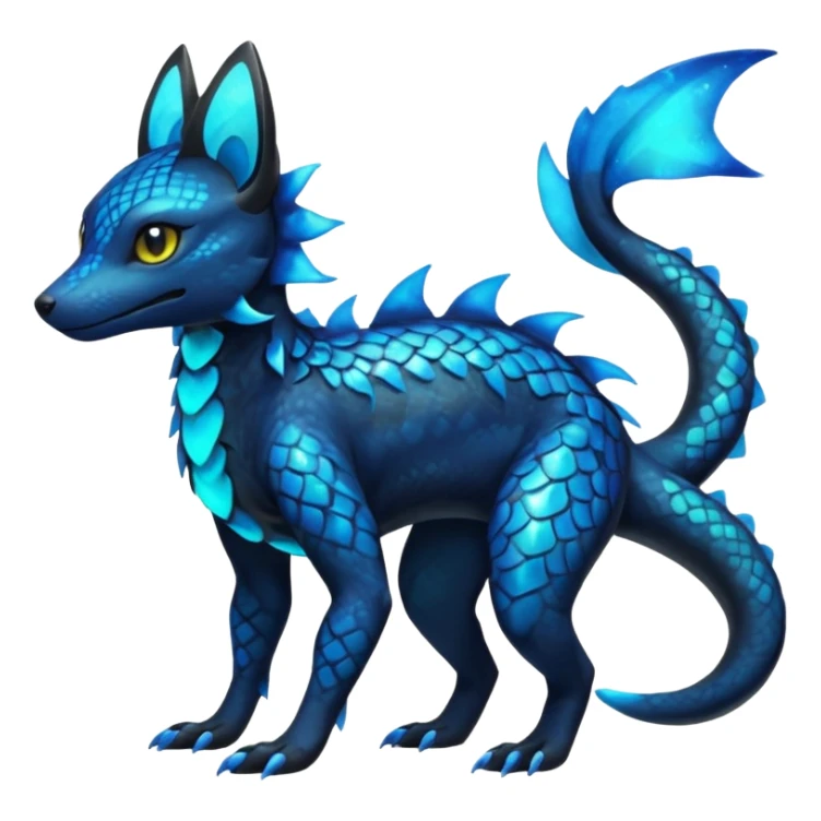 L Scaley Exotic Salandit-Aurorus-Umbreon-Fakémon-hybrid-creature (full body), 4 legs sticker