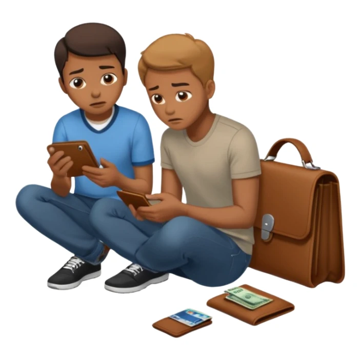 Billetera encontrada en el piso con personas al rededor sticker