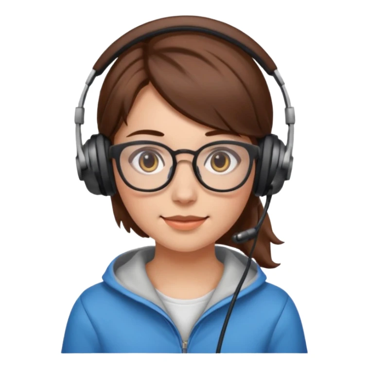 gamer girl with glasses, brown hair sticker
