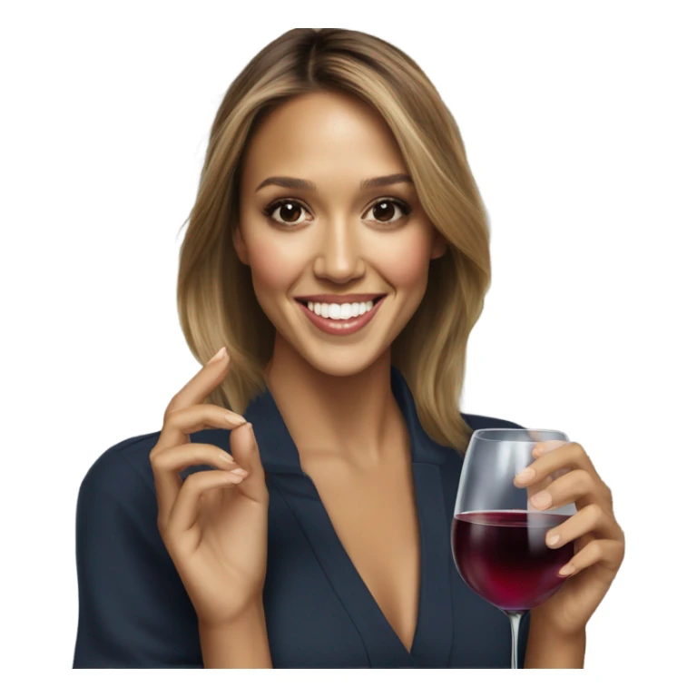 Photo Realistic Jessica alba with wine glass sticker