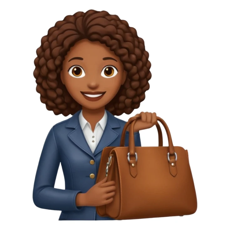 black woman with bag sticker