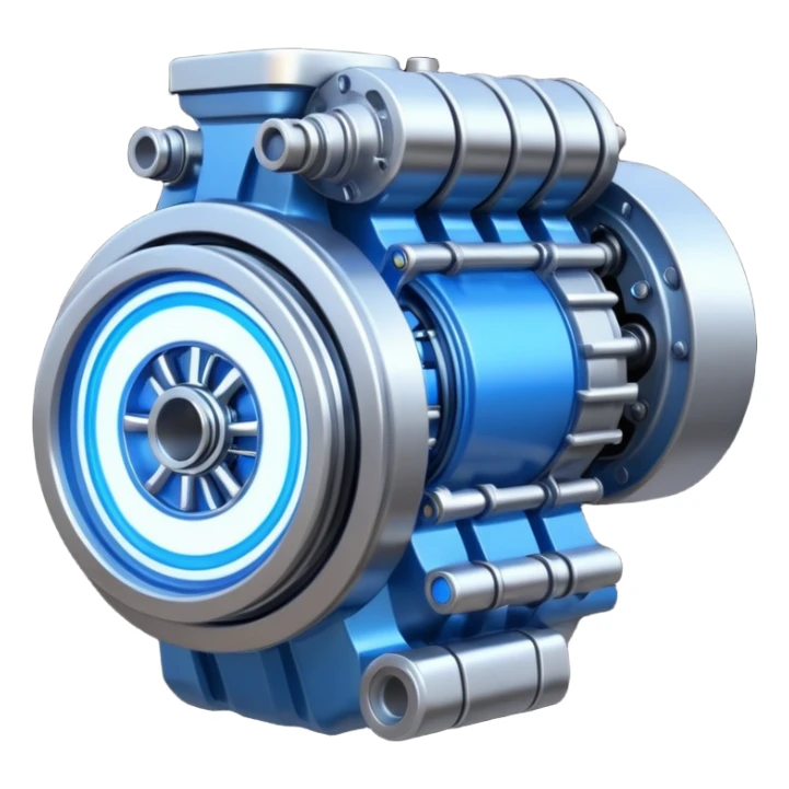 Powerful half-futuristic half-modern engine emoji, thick industrial metal body, rotating inner parts, glowing energy core. sticker