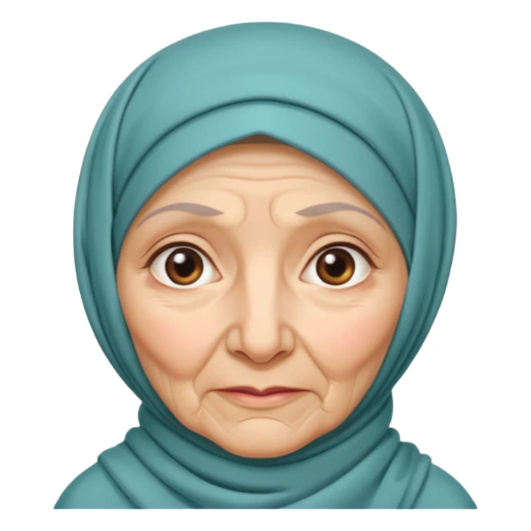 old woman with hijab neutral face white sticker