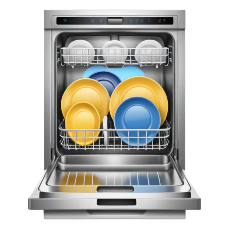 Dishwasher with door half open sticker