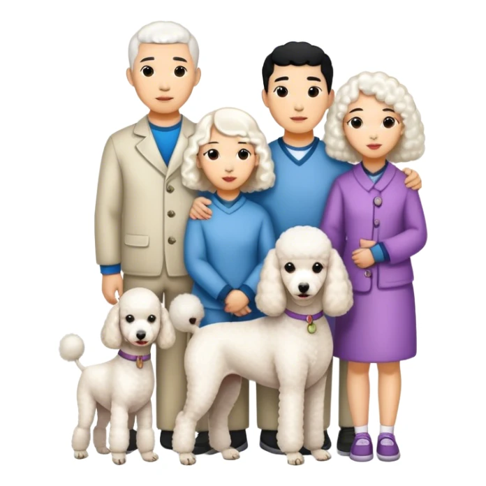 Asian Four Family and a white standard poodle sticker