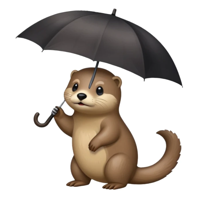 Loutre mignonne qui porte un parapluie dans sa main gauche  sticker