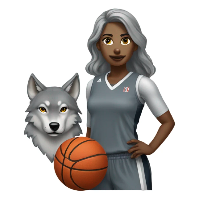 Grey wolf and female grey basketball uniform player number 0 sticker