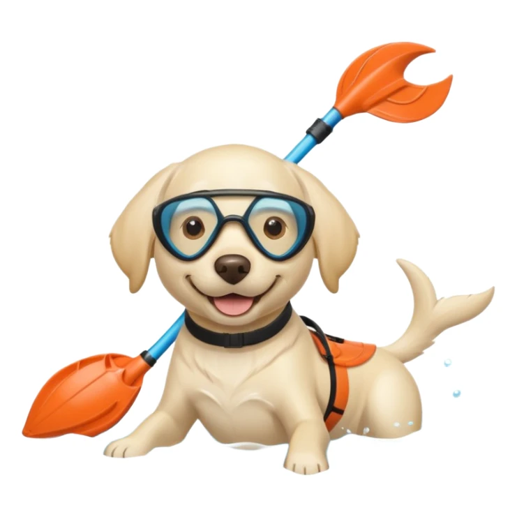 White labrador with snorkel and fins sticker