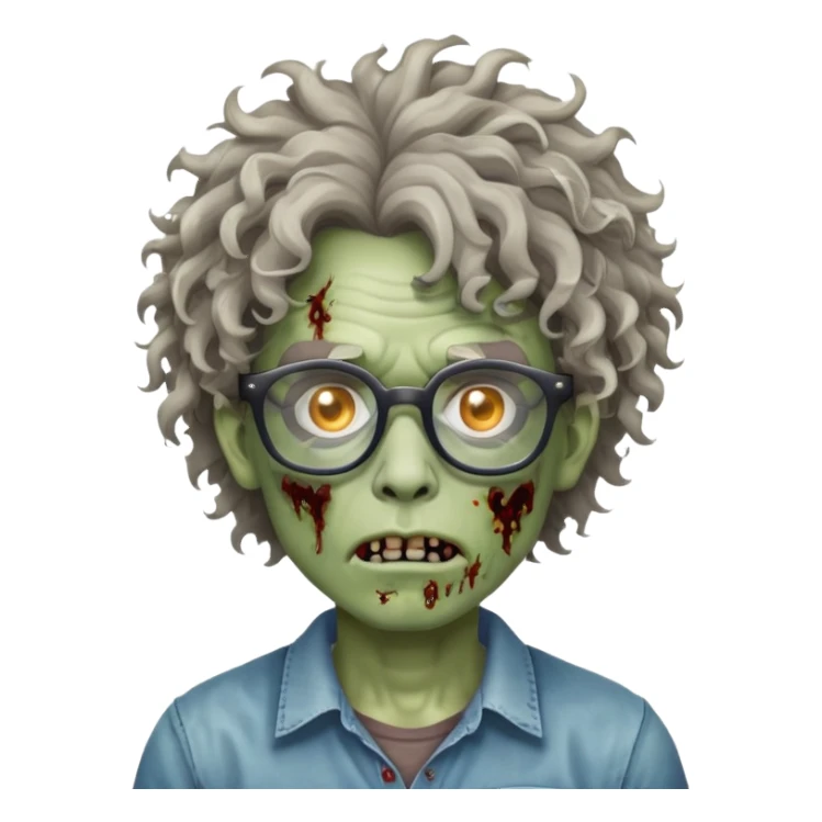 zombie with curly hair and glasses sticker