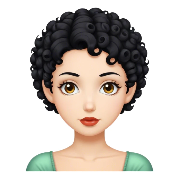 White woman with pixie curly black hair style sticker