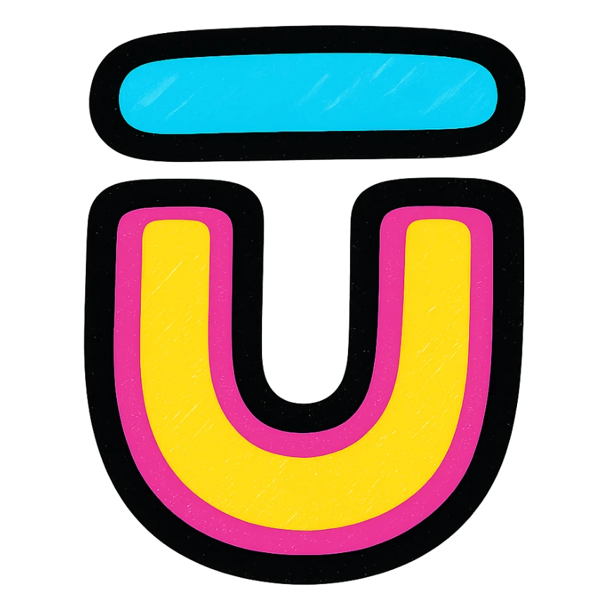 macron symbol in a bold, modern style sticker