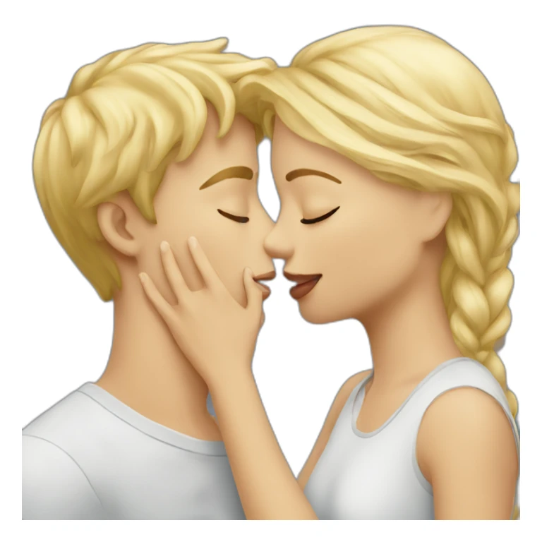 Blond boy kissing a blonde girl sticker