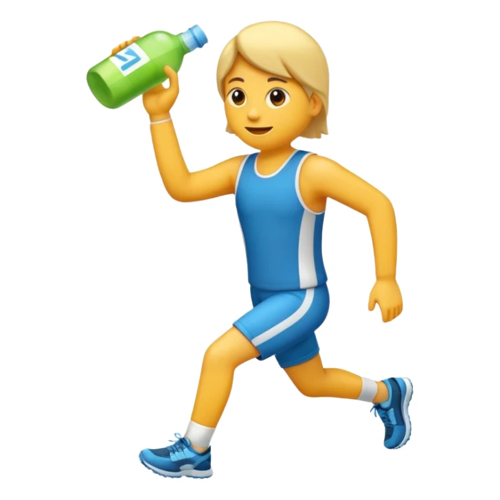 Erstell mir ein Emoji wo man ein Jogger sieht mit einer Energyflasche in der Hand sticker