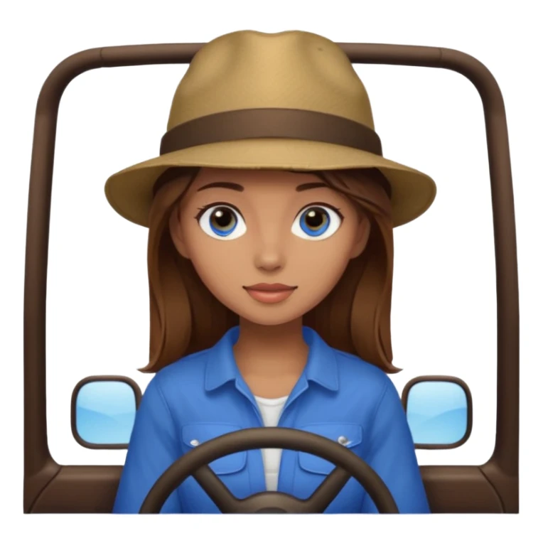 girl in a jeep, blue eyes and brown hair sticker