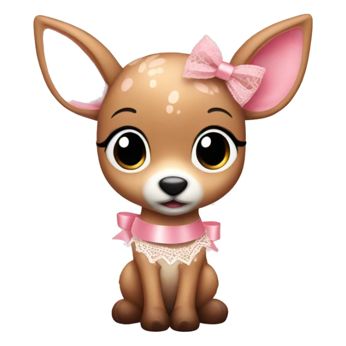 Cute pink fawn with lace ribbon sticker