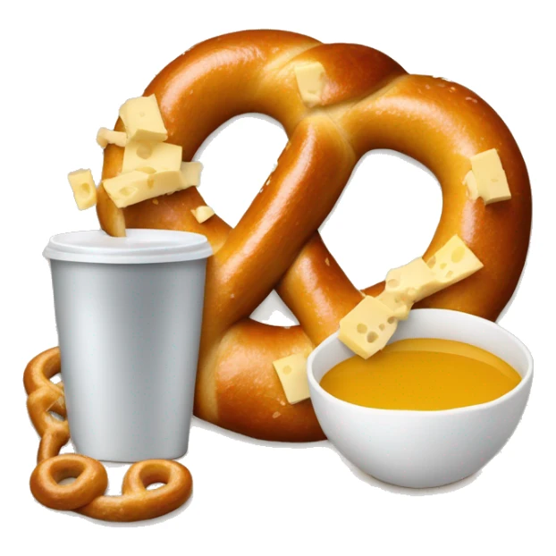 pretzel with small cup of cheese sticker