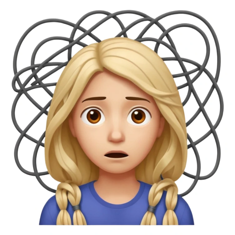 confused person looking at tangled neural network lines, afraid neural nets are too complex, expressive and vibrant sticker