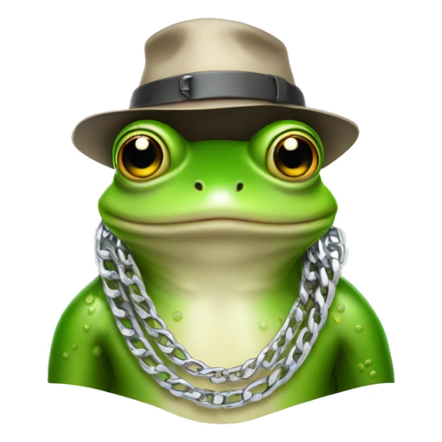 Frog wearing a bucket hat and silver chain around neck  sticker