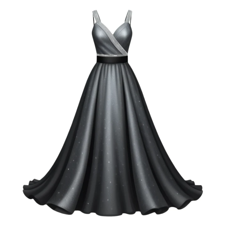black glittery prom dress with silver sash  sticker
