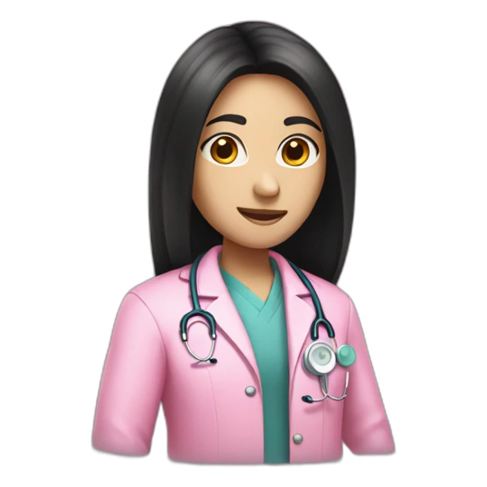 Long black hair doctor in pink coat sticker